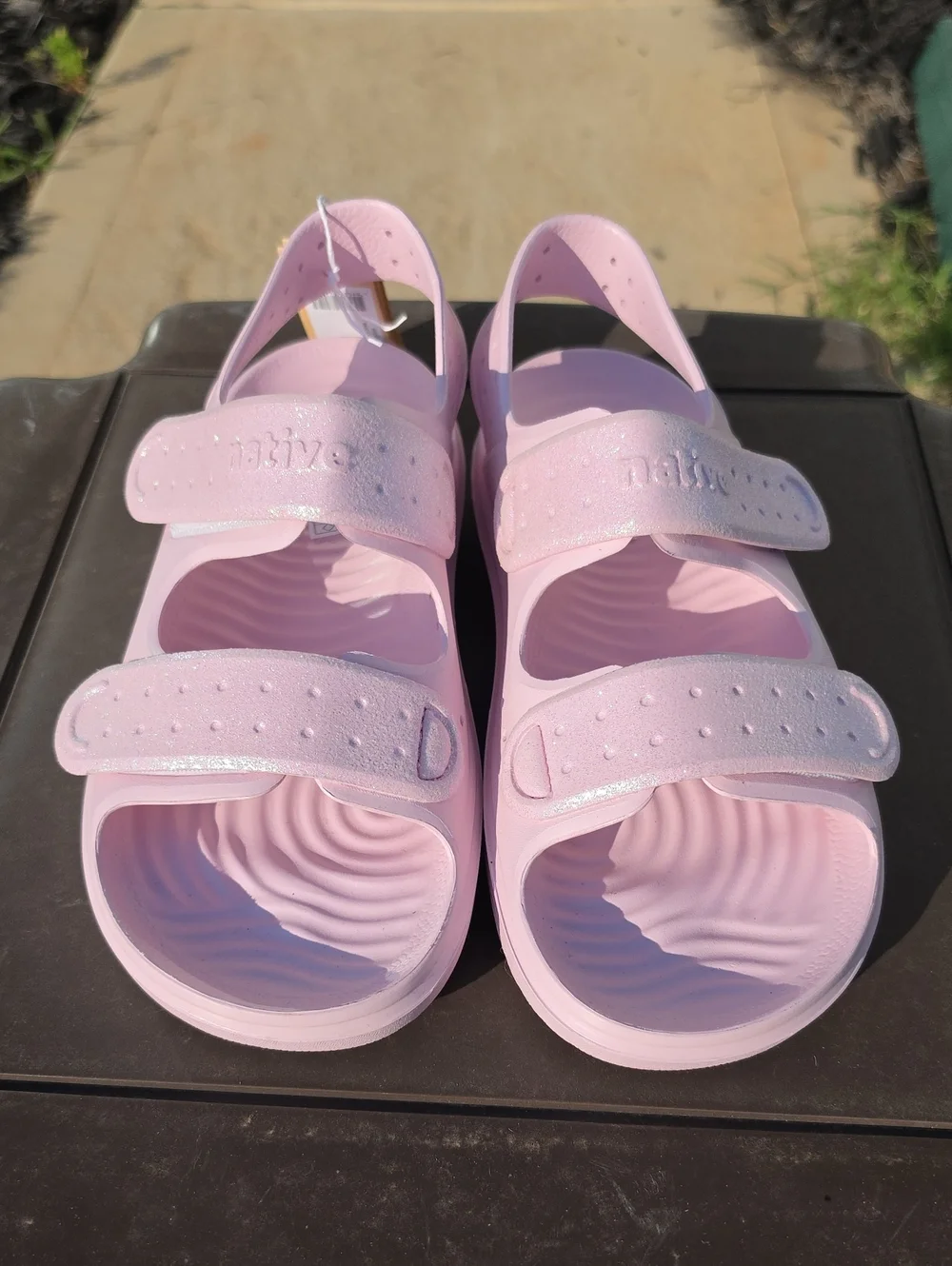Native Shoes Child Chase Sandal Pink Bio-bling Big Kids Size J5
